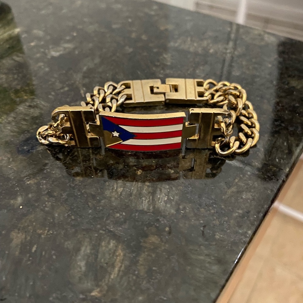 Puerto Rican flag Gold Chain Bracelet